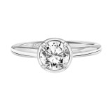 Artcarved Bridal Mounted with CZ Center Contemporary Bezel Engagement Ring Lake 18K White Gold - 31-V837ERW-E.02 photo 2