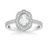 Artcarved Bridal Mounted Mined Live Center Vintage Halo Engagement Ring 18K White Gold - 31-V1000CVW-E.01 photo 2