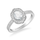 Artcarved Bridal Mounted Mined Live Center Vintage Halo Engagement Ring 18K White Gold - 31-V1000CVW-E.01 photo