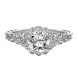 Artcarved Bridal Mounted with CZ Center Contemporary Twist Halo Engagement Ring Lila 14K White Gold - 31-V462ERW-E.00 photo 2
