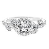Artcarved Bridal Mounted with CZ Center Contemporary Floral Halo Engagement Ring Thalia 14K White Gold - 31-V600ERW-E.00 photo 2