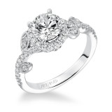 Artcarved Bridal Mounted with CZ Center Contemporary Floral Halo Engagement Ring Thalia 14K White Gold - 31-V600ERW-E.00 photo