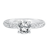 Artcarved Bridal Semi-Mounted with Side Stones Vintage Filigree Diamond Engagement Ring Anwen 14K White Gold - 31-V690ERW-E.01 photo 2