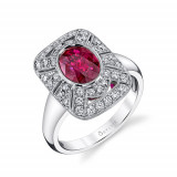 2.14tw Semi-Mount Engagement Ring With 1.58ct Oval Ruby 14W photo