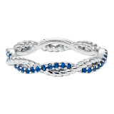 Artcarved Bridal Mounted with Side Stones Contemporary Stackable Eternity Anniversary Band 14K White Gold & Blue Sapphire - 33-V15S4W65-L.00 photo 2