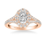 Artcarved Bridal Mounted with CZ Center Classic Lyric Halo Engagement Ring Augusta 18K Rose Gold - 31-V1003EVR-E.02 photo 2