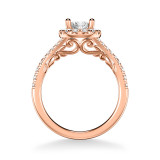 Artcarved Bridal Mounted with CZ Center Classic Lyric Halo Engagement Ring Augusta 18K Rose Gold - 31-V1003EVR-E.02 photo 3