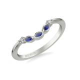 Artcarved Bridal Mounted with Side Stones Contemporary Gemstone Wedding Band 18K White Gold & Blue Sapphire - 31-V1031SW-L.01 photo