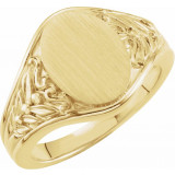 14K Yellow 12.8x9 mm Oval Signet Ring - 50456296595P photo 3