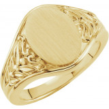 14K Yellow 12.8x9 mm Oval Signet Ring - 50456296595P photo