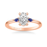 Artcarved Bridal Mounted with CZ Center Classic Gemstone Engagement Ring 14K Rose Gold & Blue Sapphire - 31-V1038SEVR-E.00 photo 2