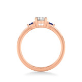 Artcarved Bridal Mounted with CZ Center Classic Gemstone Engagement Ring 14K Rose Gold & Blue Sapphire - 31-V1038SEVR-E.00 photo 3