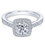 Gabriel & Co. 14k White Gold Cushion Cut Halo Engagement Ring photo