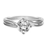 Artcarved Bridal Semi-Mounted with Side Stones Contemporary Twist Solitaire Engagement Ring Whitney 14K White Gold - 31-V303ERW-E.01 photo 2