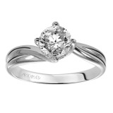 Artcarved Bridal Semi-Mounted with Side Stones Contemporary Twist Solitaire Engagement Ring Whitney 14K White Gold - 31-V303ERW-E.01 photo 4