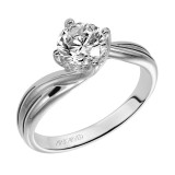 Artcarved Bridal Semi-Mounted with Side Stones Contemporary Twist Solitaire Engagement Ring Whitney 14K White Gold - 31-V303ERW-E.01 photo