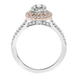 Artcarved Bridal Semi-Mounted with Side Stones Classic Halo Engagement Ring Avril 14K White Gold Primary & 14K Rose Gold - 31-V608EUR-E.01 photo 3