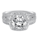Artcarved Bridal Mounted with CZ Center Vintage Engraved Diamond Engagement Ring Miriam 14K White Gold - 31-V521HRW-E.00 photo 2