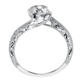 Artcarved Bridal Mounted with CZ Center Vintage Engraved Diamond Engagement Ring Rima 14K White Gold - 31-V515ERW-E.00 photo 3