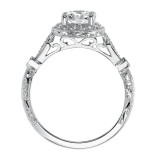 Artcarved Bridal Semi-Mounted with Side Stones Vintage Halo Engagement Ring Crystal 14K White Gold - 31-V518ERW-E.01 photo 3