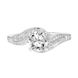 Artcarved Bridal Semi-Mounted with Side Stones Contemporary Floral Diamond Engagement Ring Calalily 18K White Gold - 31-V784ERW-E.03 photo 2