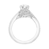 Artcarved Bridal Semi-Mounted with Side Stones Contemporary Floral Diamond Engagement Ring Calalily 18K White Gold - 31-V784ERW-E.03 photo 3