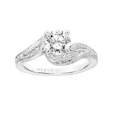 Artcarved Bridal Semi-Mounted with Side Stones Contemporary Floral Diamond Engagement Ring Calalily 18K White Gold - 31-V784ERW-E.03 photo 4