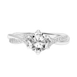 Artcarved Bridal Semi-Mounted with Side Stones Contemporary Floral Twist Engagement Ring Tulip 14K White Gold - 31-V775ERW-E.01 photo 2