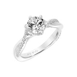 Artcarved Bridal Semi-Mounted with Side Stones Contemporary Floral Twist Engagement Ring Tulip 14K White Gold - 31-V775ERW-E.01 photo