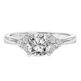 Artcarved Bridal Mounted with CZ Center Classic 3-Stone Engagement Ring Maryann 18K White Gold - 31-V865ERW-E.02 photo 2