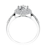 Artcarved Bridal Semi-Mounted with Side Stones Vintage Halo Engagement Ring Francesca 14K White Gold - 31-V480ERW-E.01 photo 3
