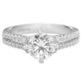 Artcarved Bridal Semi-Mounted with Side Stones Classic Engagement Ring Lynn 14K White Gold - 31-V393FRW-E.01 photo 2