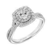 Artcarved Bridal Mounted Mined Live Center Contemporary One Love Halo Engagement Ring Kendra 18K White Gold - 31-V880BRW-E.01 photo