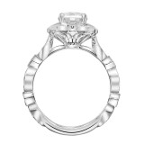 Artcarved Bridal Mounted with CZ Center Vintage Milgrain Engagement Ring Carol 18K White Gold - 31-V854ERW-E.02 photo 3