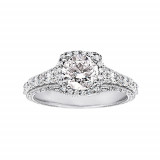 True Romance 14k White 0.50ct Diamond Double Halo Semi Mount Engagement Ring photo