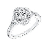 Artcarved Bridal Mounted with CZ Center Contemporary Rope Halo Engagement Ring Ryane 14K White Gold - 31-V702ERW-E.00 photo