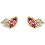 14K Yellow Pink Tourmaline & .05 CTW Diamond Earrings - 87095631P photo 2