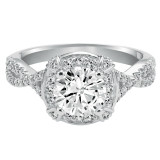 Artcarved Bridal Mounted with CZ Center Contemporary Halo Engagement Ring Julissa 14K White Gold - 31-V442FRW-E.00 photo 2