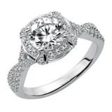 Artcarved Bridal Mounted with CZ Center Contemporary Halo Engagement Ring Julissa 14K White Gold - 31-V442FRW-E.00 photo