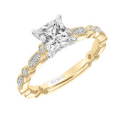 Artcarved Bridal Mounted with CZ Center Vintage Milgrain Diamond Engagement Ring Beatrice 18K Yellow Gold Primary & White Gold - 31-V822ECYW-E.02 photo