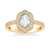 Artcarved Bridal Mounted Mined Live Center Vintage Halo Engagement Ring 18K Yellow Gold - 31-V1000CVY-E.01 photo 2