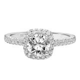 Artcarved Bridal Semi-Mounted with Side Stones Classic Halo Engagement Ring Tori 14K White Gold - 31-V867ERW-E.01 photo 2