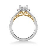 Artcarved Bridal Mounted with CZ Center Classic Lyric Halo Engagement Ring Augusta 18K White Gold Primary & 18K Yellow Gold - 31-V1003EVWY-E.02 photo 3