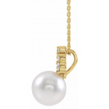 14K Yellow Freshwater Cultured Pearl & 1/4 CTW Diamond 16-18 Necklace - 86892611P photo 2