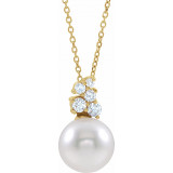 14K Yellow Freshwater Cultured Pearl & 1/4 CTW Diamond 16-18 Necklace - 86892611P photo