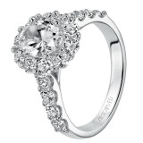 Artcarved Bridal Semi-Mounted with Side Stones Classic Halo Engagement Ring Wynona 14K White Gold - 31-V332EVW-E.01 photo 4