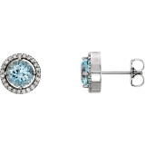 14K White Aquamarine & 1/6 CTW Diamond Earrings - 86069115P photo