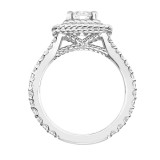 Artcarved Bridal Semi-Mounted with Side Stones Contemporary Rope Halo Engagement Ring Alexa 14K White Gold - 31-V754DRW-E.01 photo 3