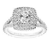 Artcarved Bridal Semi-Mounted with Side Stones Contemporary Rope Halo Engagement Ring Alexa 14K White Gold - 31-V754DRW-E.01 photo 4