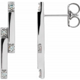 14K White 1/10 CTW Diamond Bar Earrings - 87051600P photo